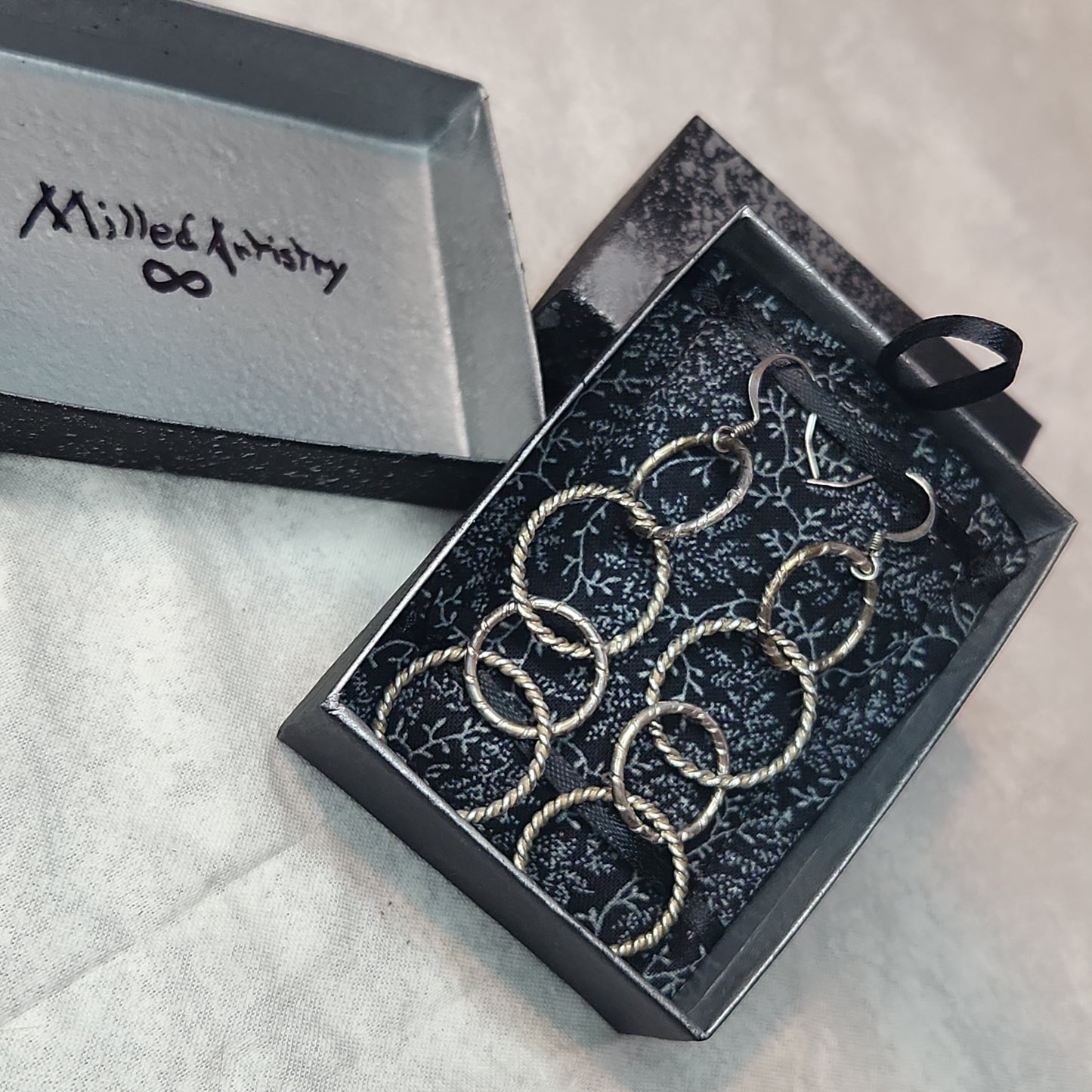 Silver Circle Chain Earrings 3" Medium Drop, Circle Chain Jewelry.