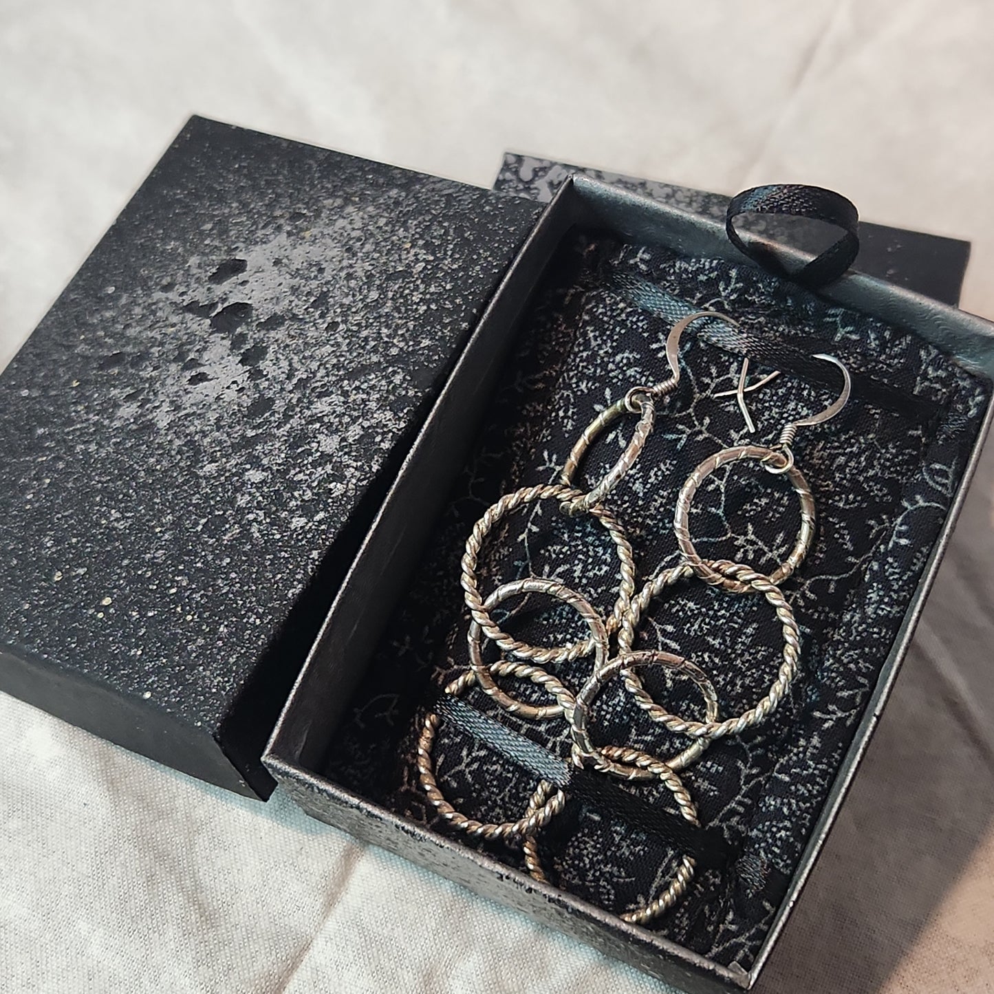 Silver Circle Chain Earrings 3" Medium Drop, Circle Chain Jewelry.