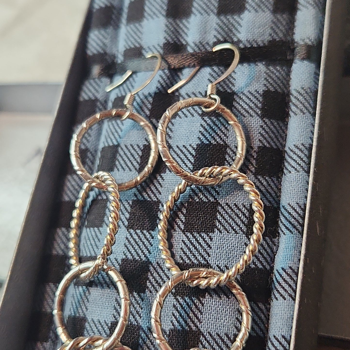 Sold Out Chain Jewelry, Fancy Drop Silver Circle Chandelier Earrings (aka big sister's)
