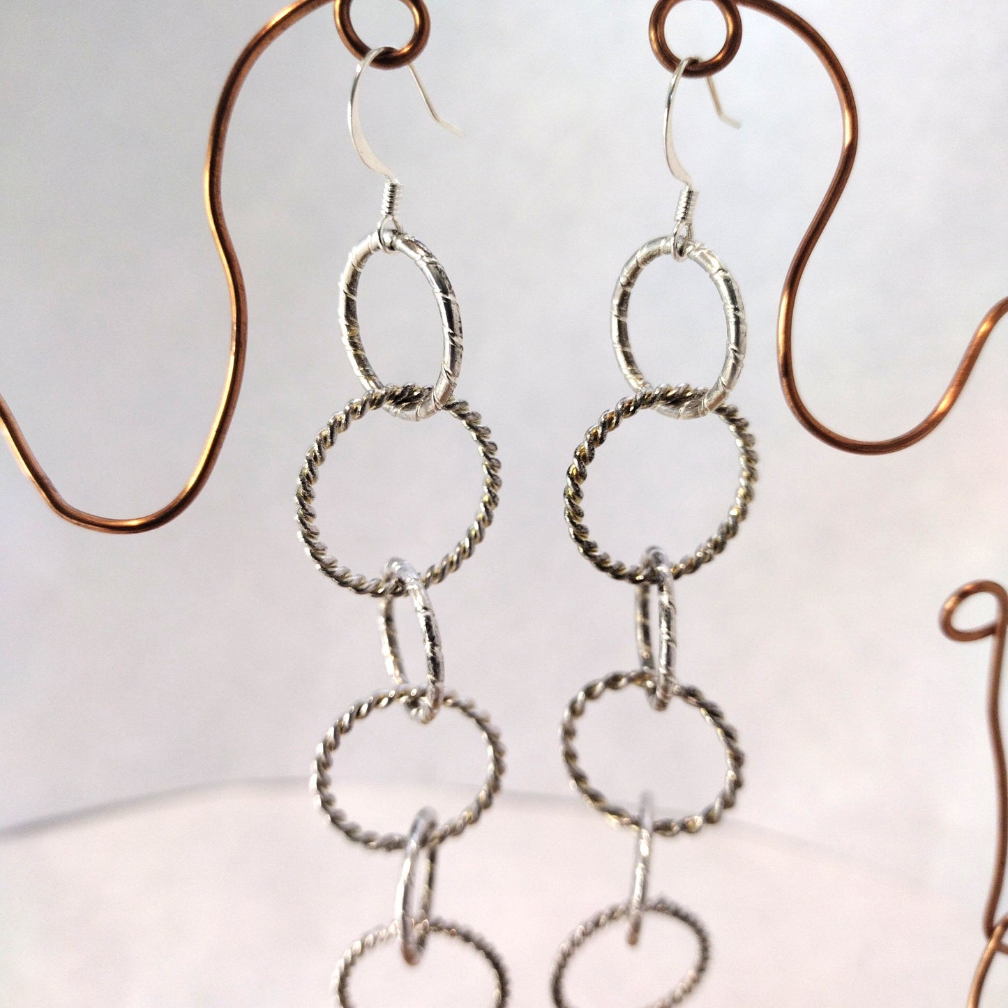 Sold Out Chain Jewelry, Fancy Drop Silver Circle Chandelier Earrings (aka big sister's)