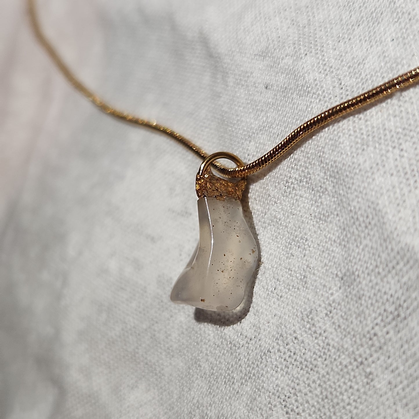 Chalcedony Agate Delicate Minimalist Gold Dipped Necklace