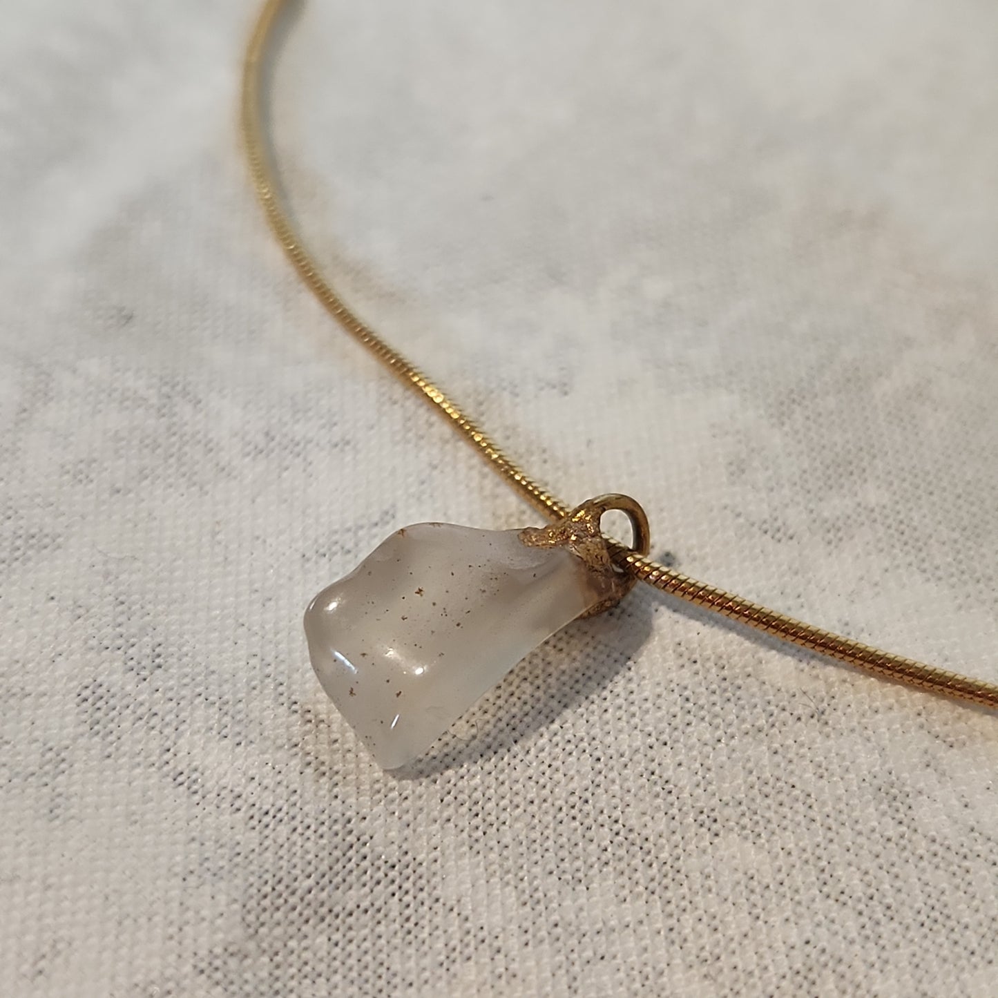 Chalcedony Agate Delicate Minimalist Gold Dipped Necklace