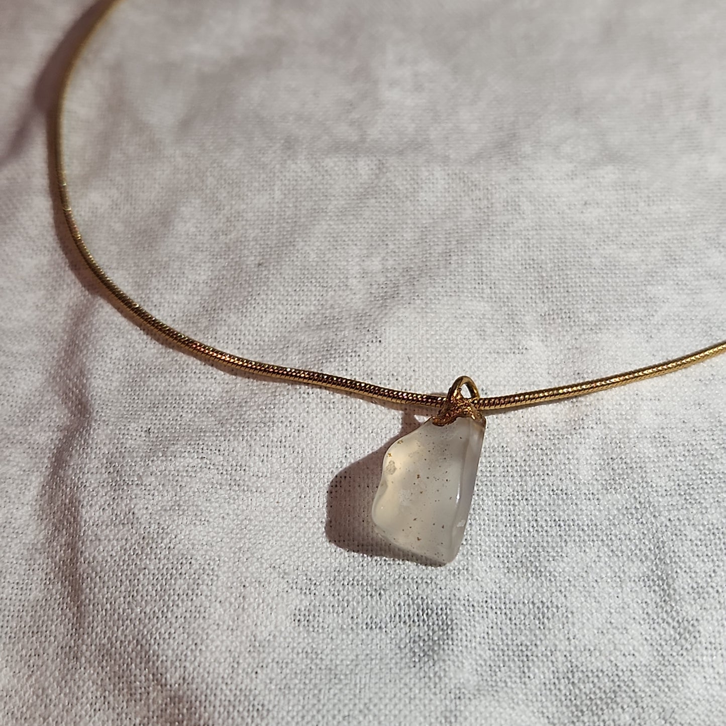 Chalcedony Agate Delicate Minimalist Gold Dipped Necklace