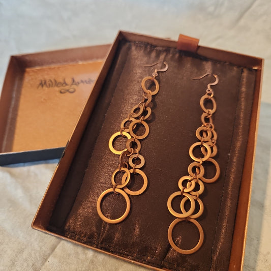 Copper Washer Chandelier Long Rustic Earrings