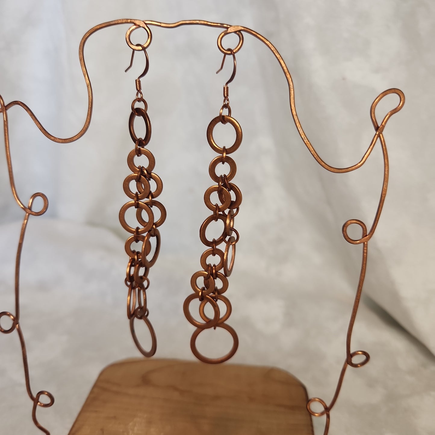 Copper Washer Chandelier Long Rustic Earrings