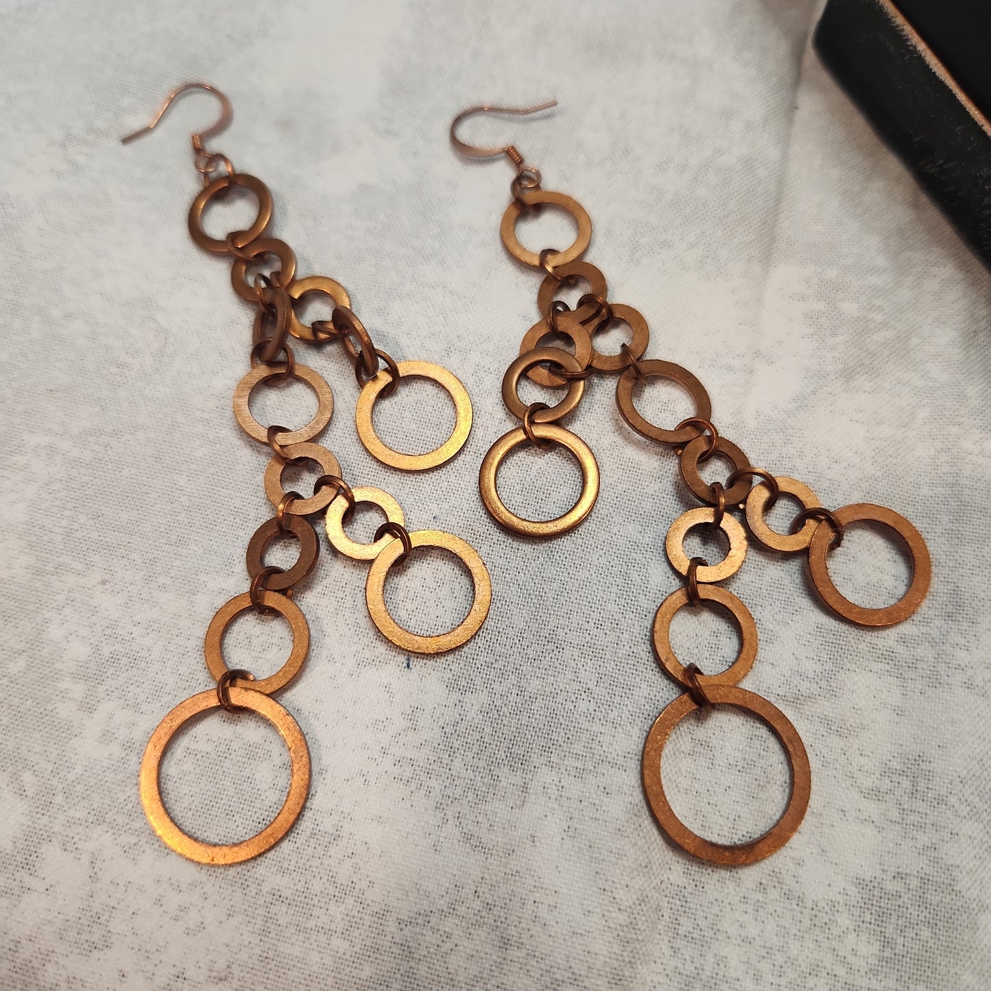 Copper Washer Chandelier Long Rustic Earrings