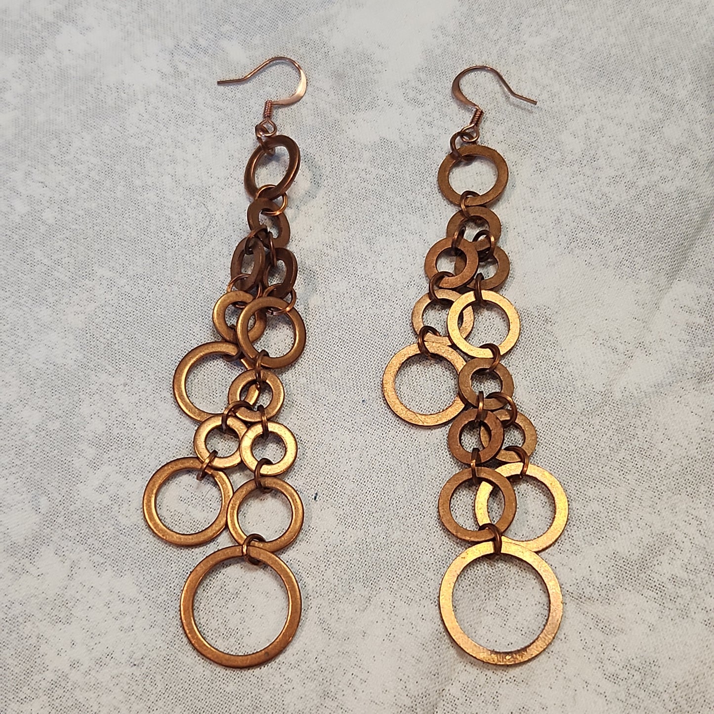 Copper Washer Chandelier Long Rustic Earrings