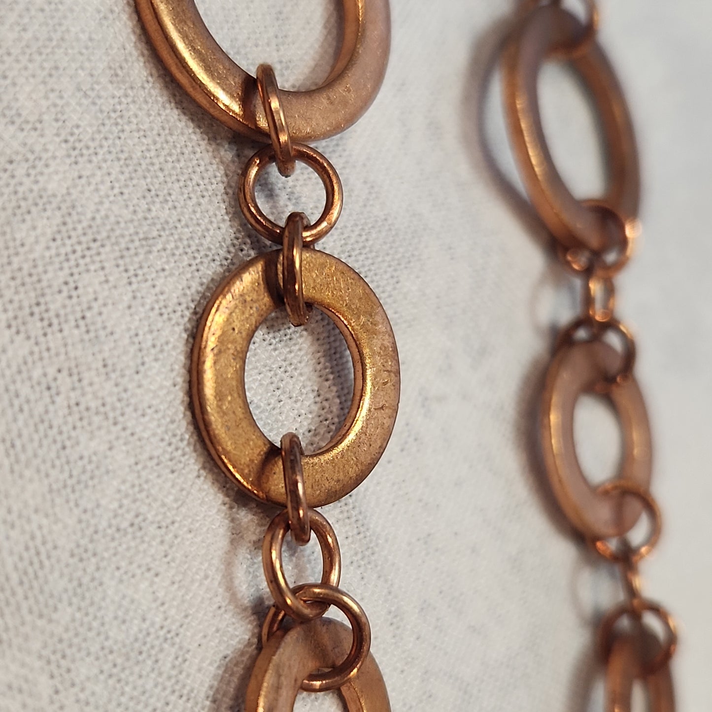 Copper Washer Tear Drop Rustic Long Natural Earrings