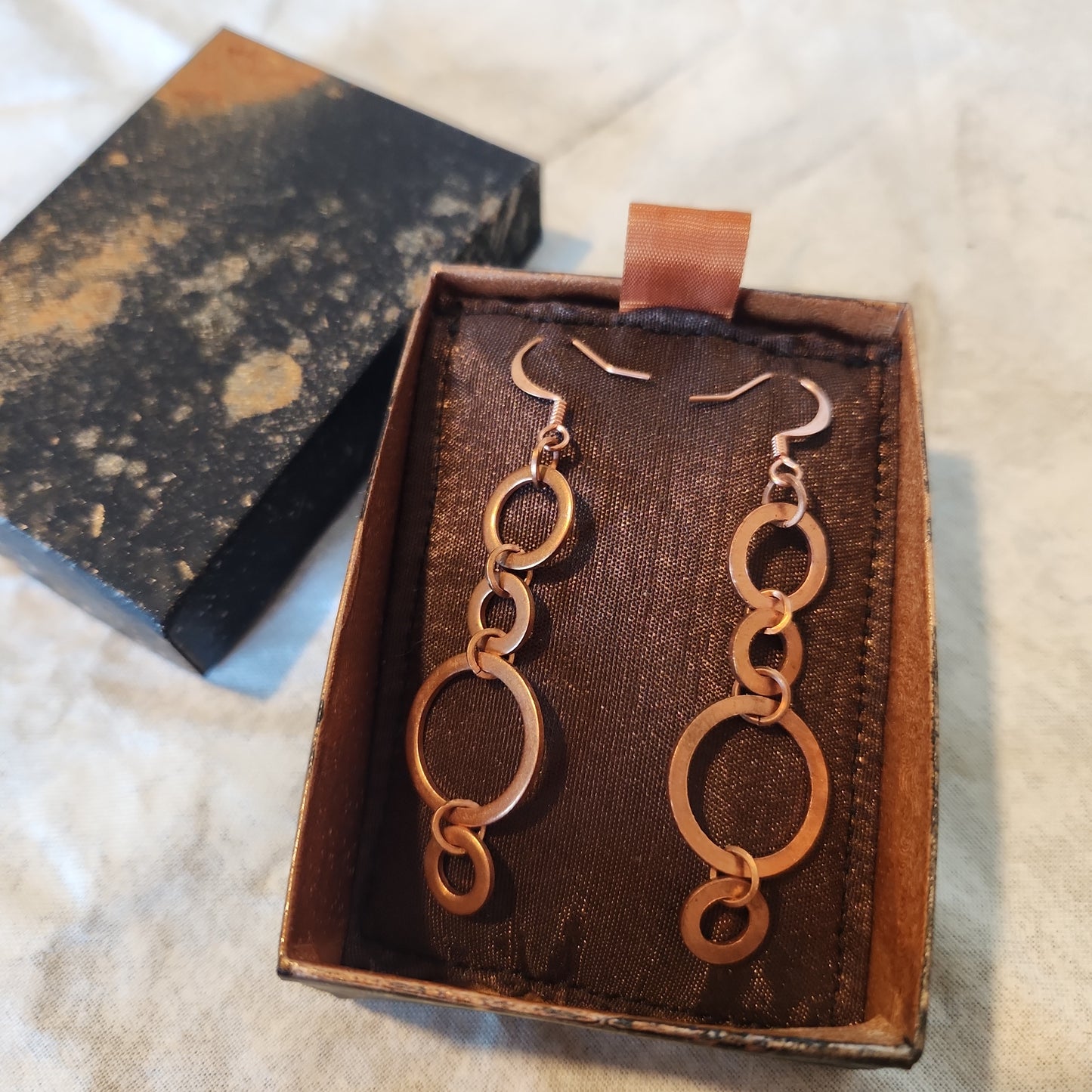 Copper Washer Rustic Drop Earrings