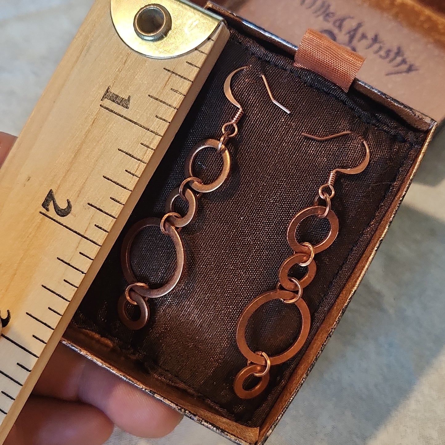 Copper Washer Rustic Drop Earrings