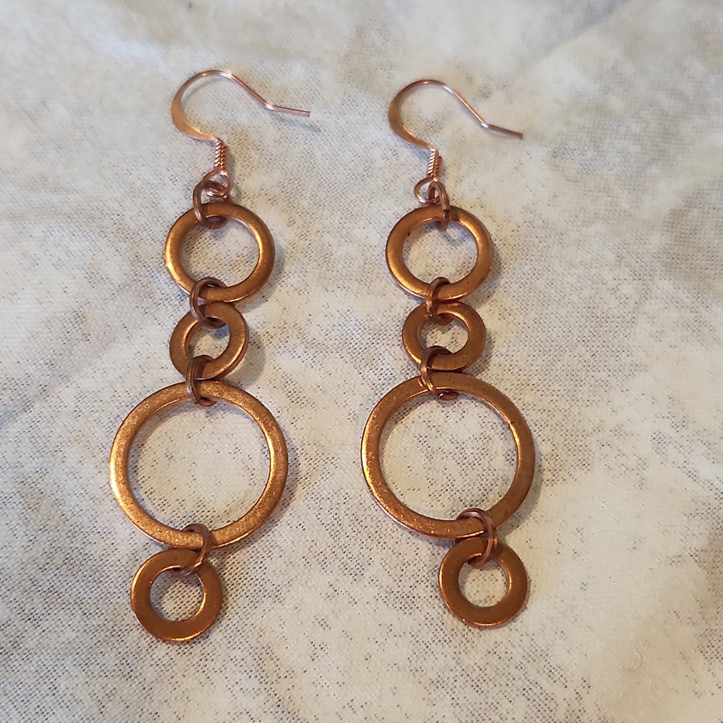 Copper Washer Rustic Drop Earrings