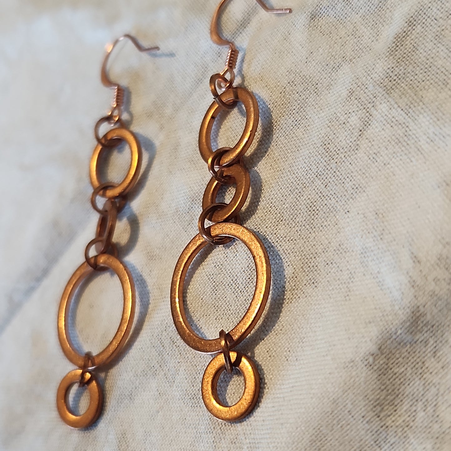 Copper Washer Rustic Drop Earrings