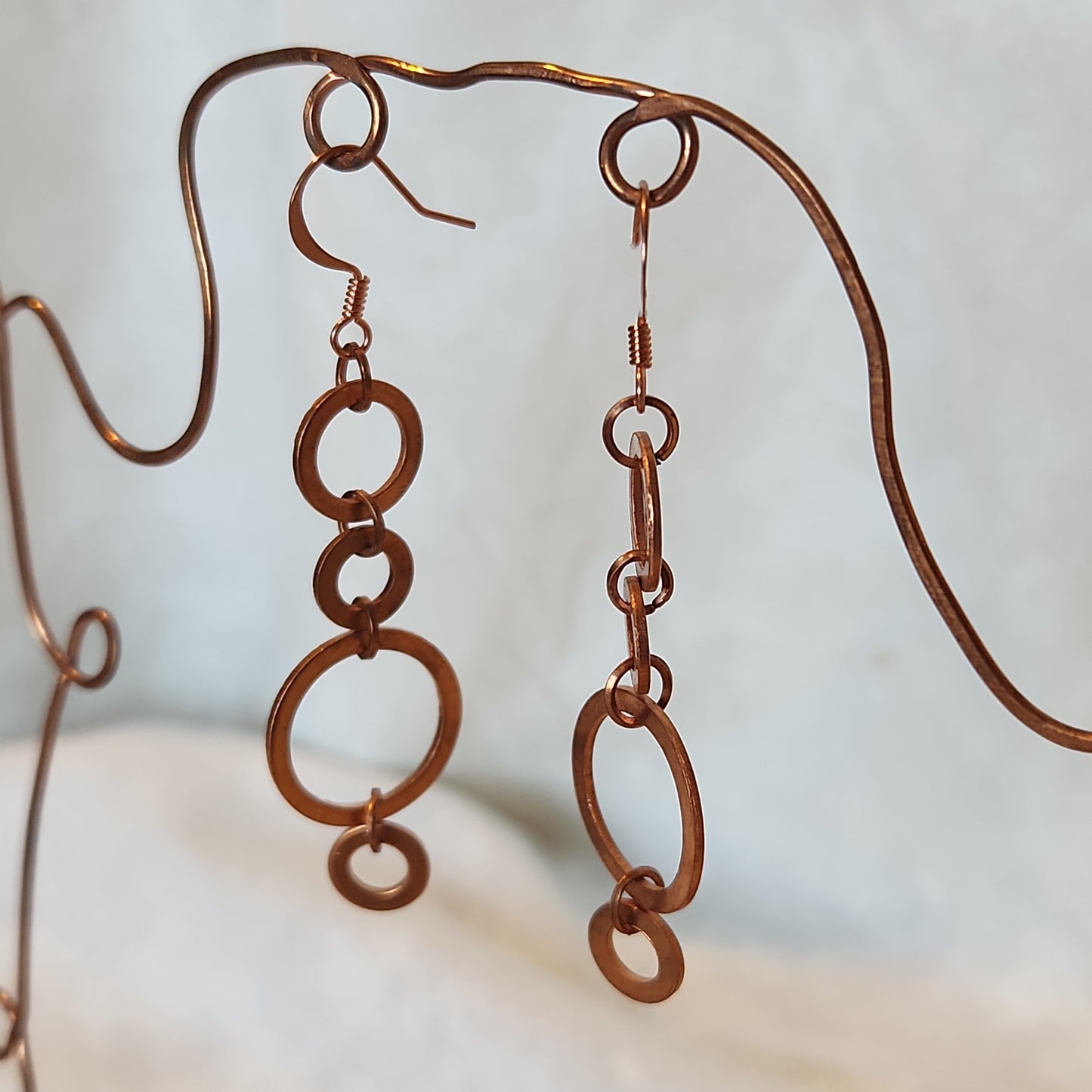 Copper Washer Rustic Drop Earrings