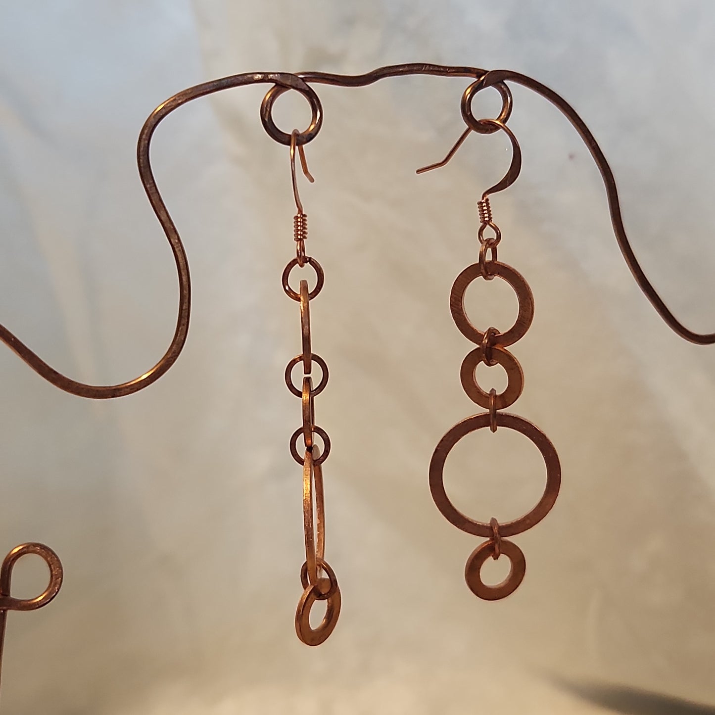 Copper Washer Rustic Drop Earrings