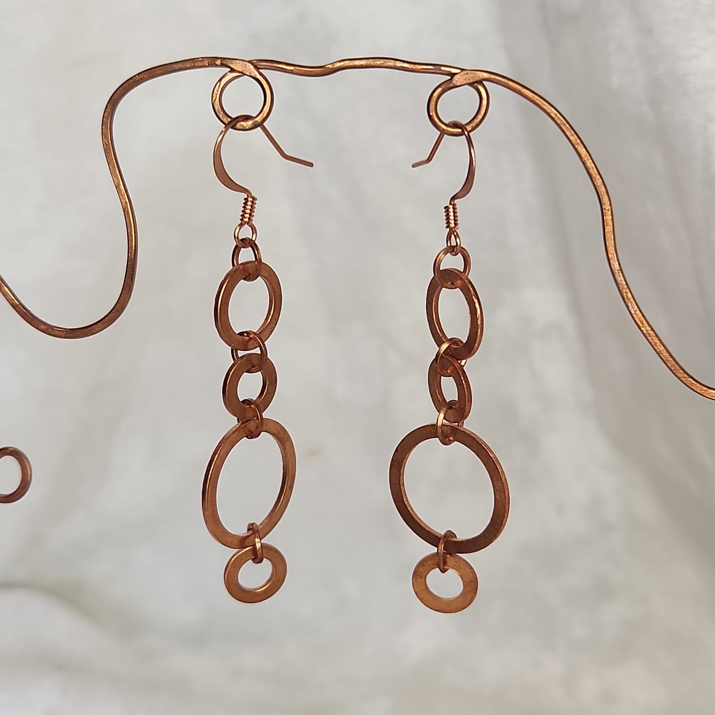 Copper Washer Rustic Drop Earrings