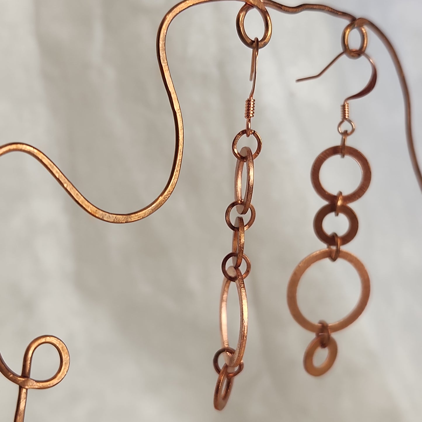 Copper Washer Rustic Drop Earrings