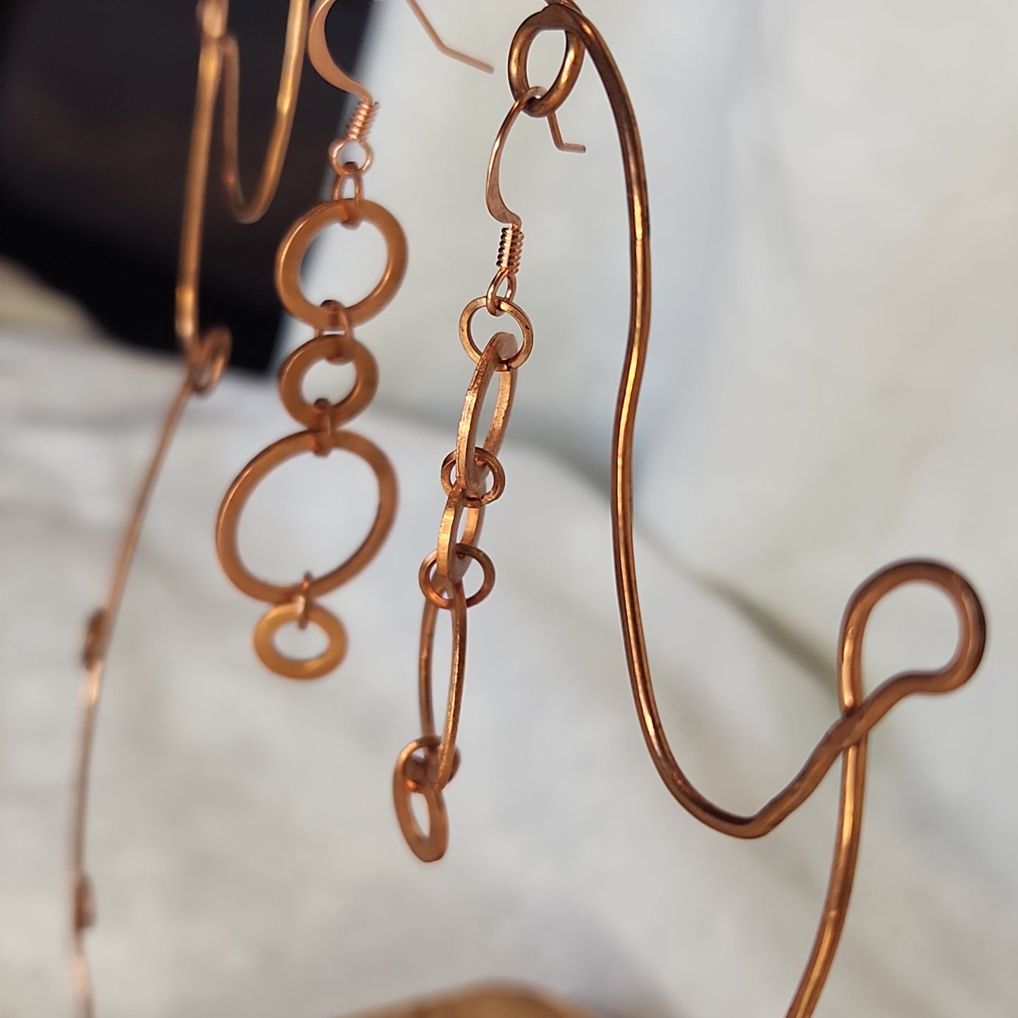 Copper Washer Rustic Drop Earrings