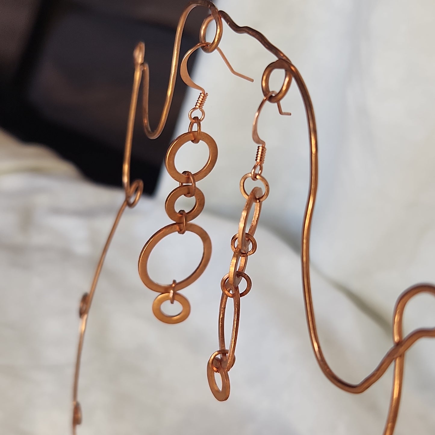 Copper Washer Rustic Drop Earrings