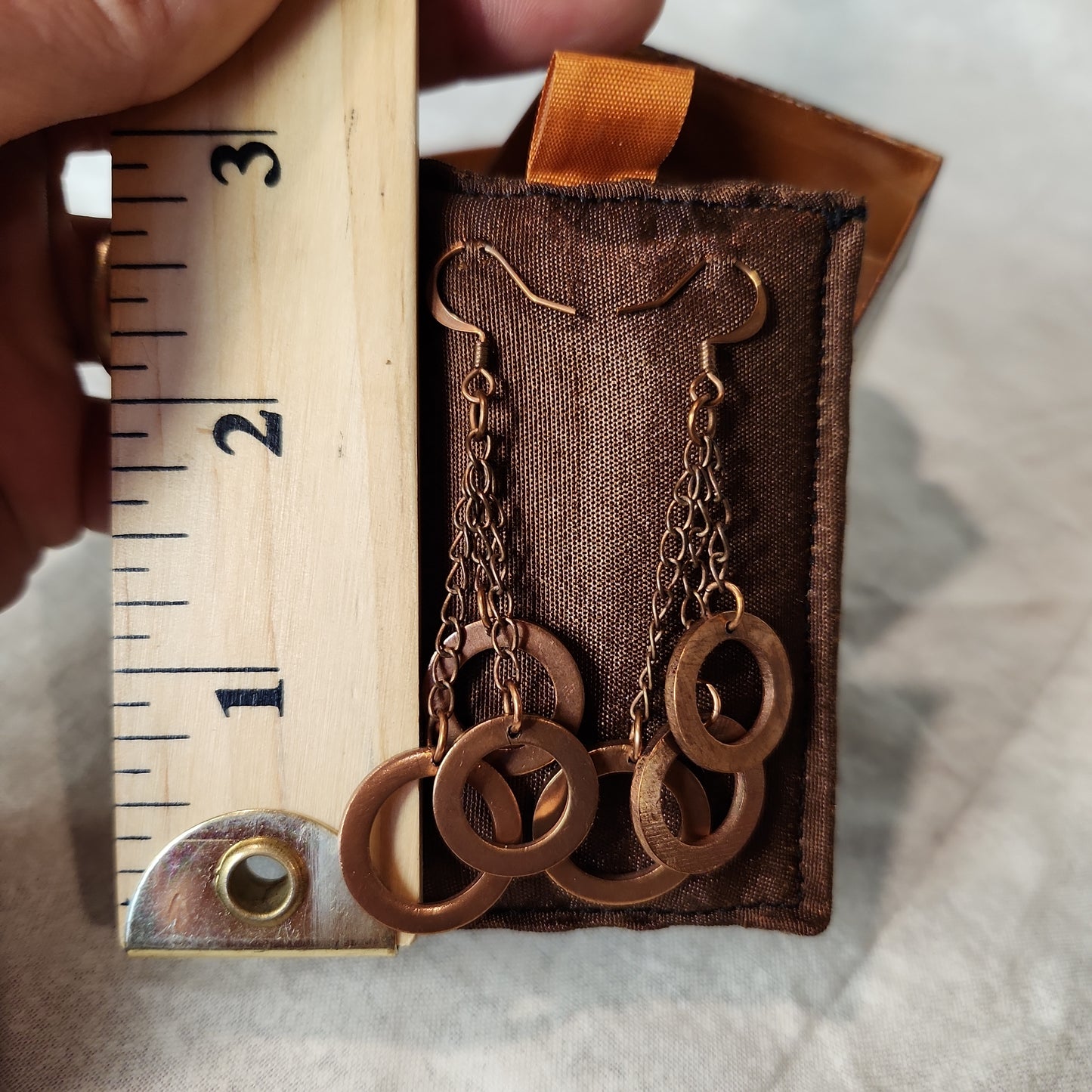 Copper Washer Rustic Tripple Drop Earrings