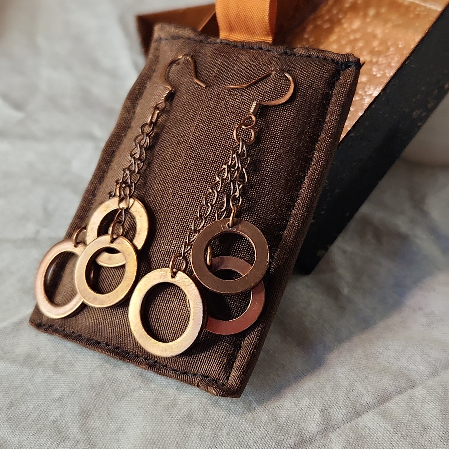 Copper Washer Rustic Tripple Drop Earrings