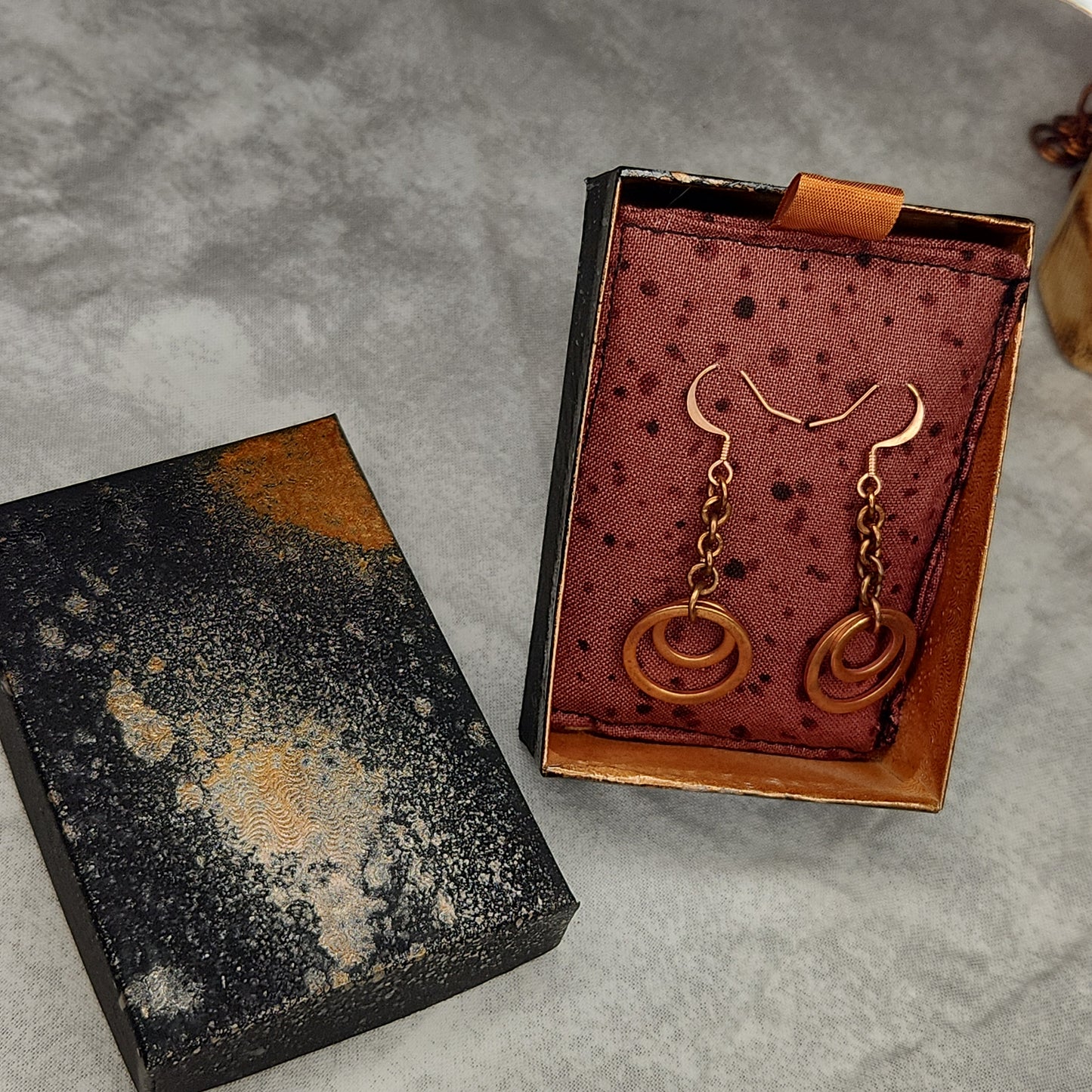 Copper Washer Rustic Double Loop Drop Earrings