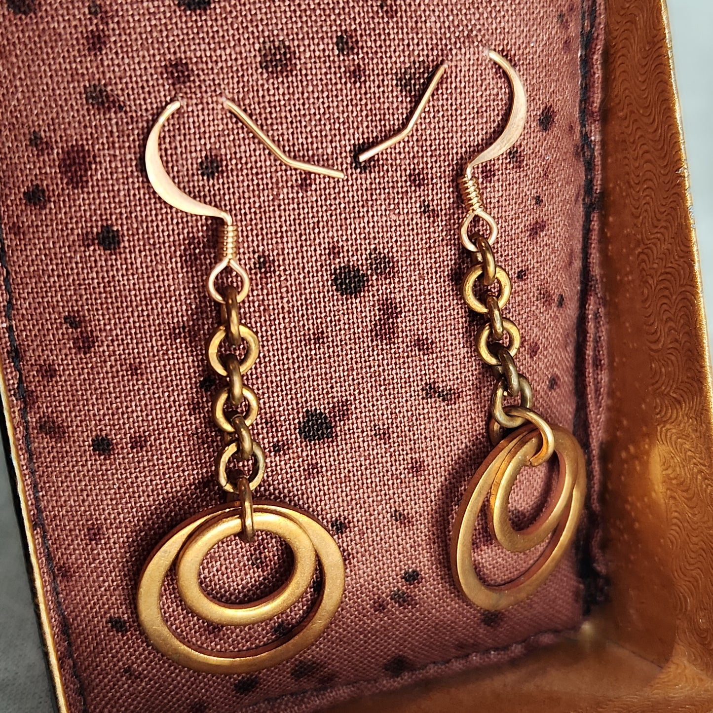 Copper Washer Rustic Double Loop Drop Earrings