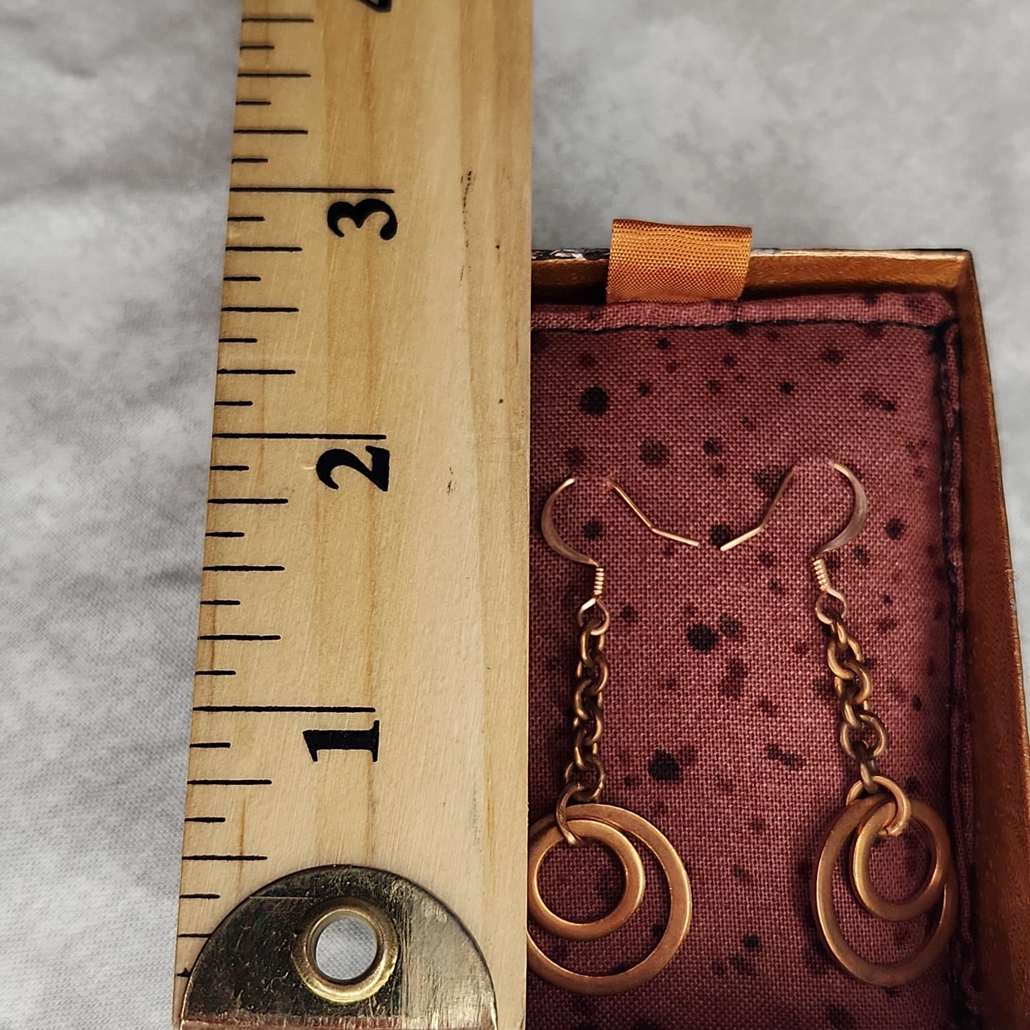 Copper Washer Rustic Double Loop Drop Earrings