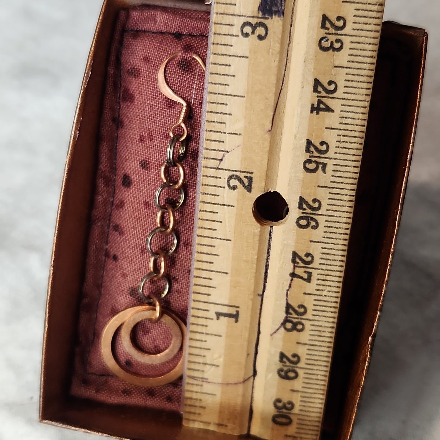 Copper/Silver Rustic Washer Double Loop Drop Earrings