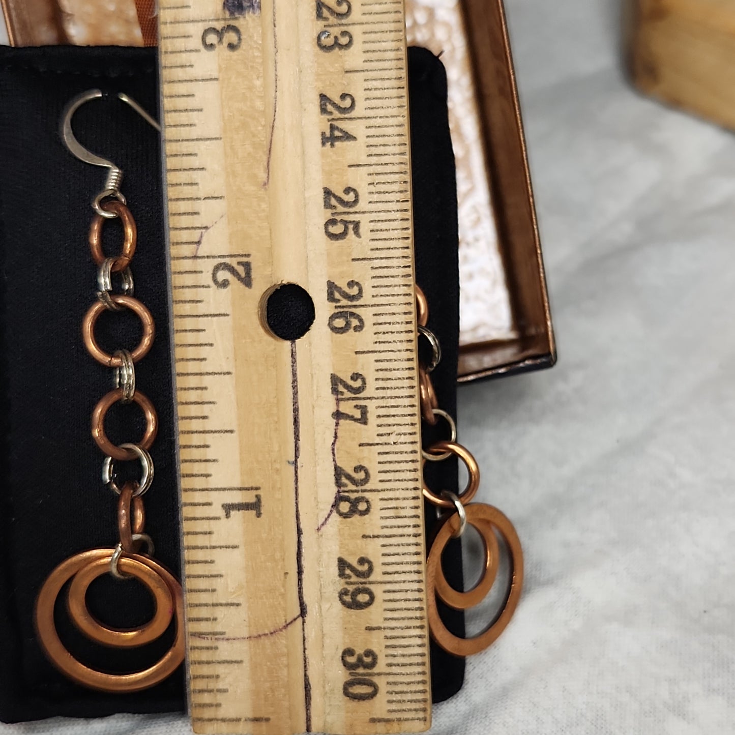 Copper/Silver Rustic Washer Loop Drop Earrings