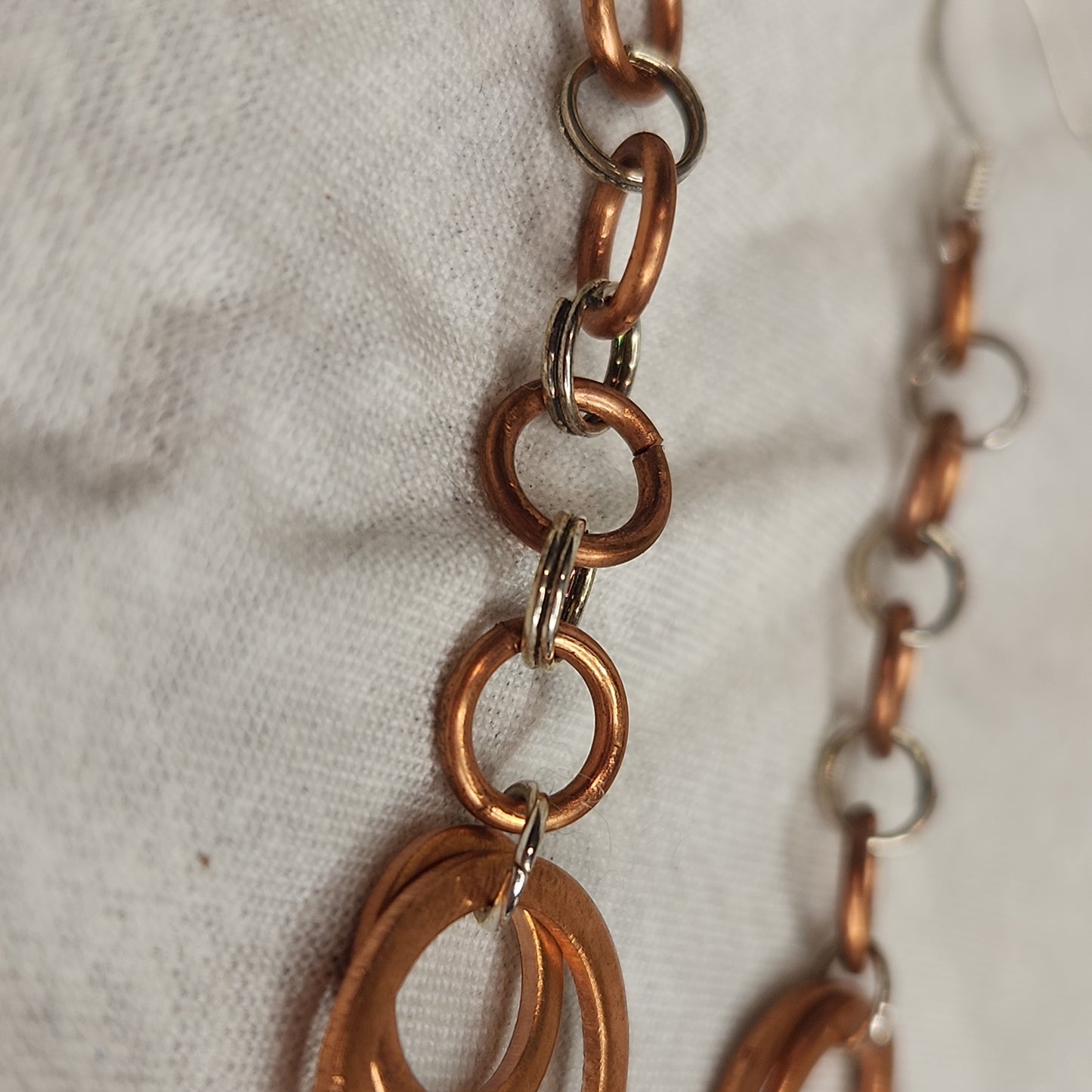 Copper/Silver Rustic Washer Loop Drop Earrings