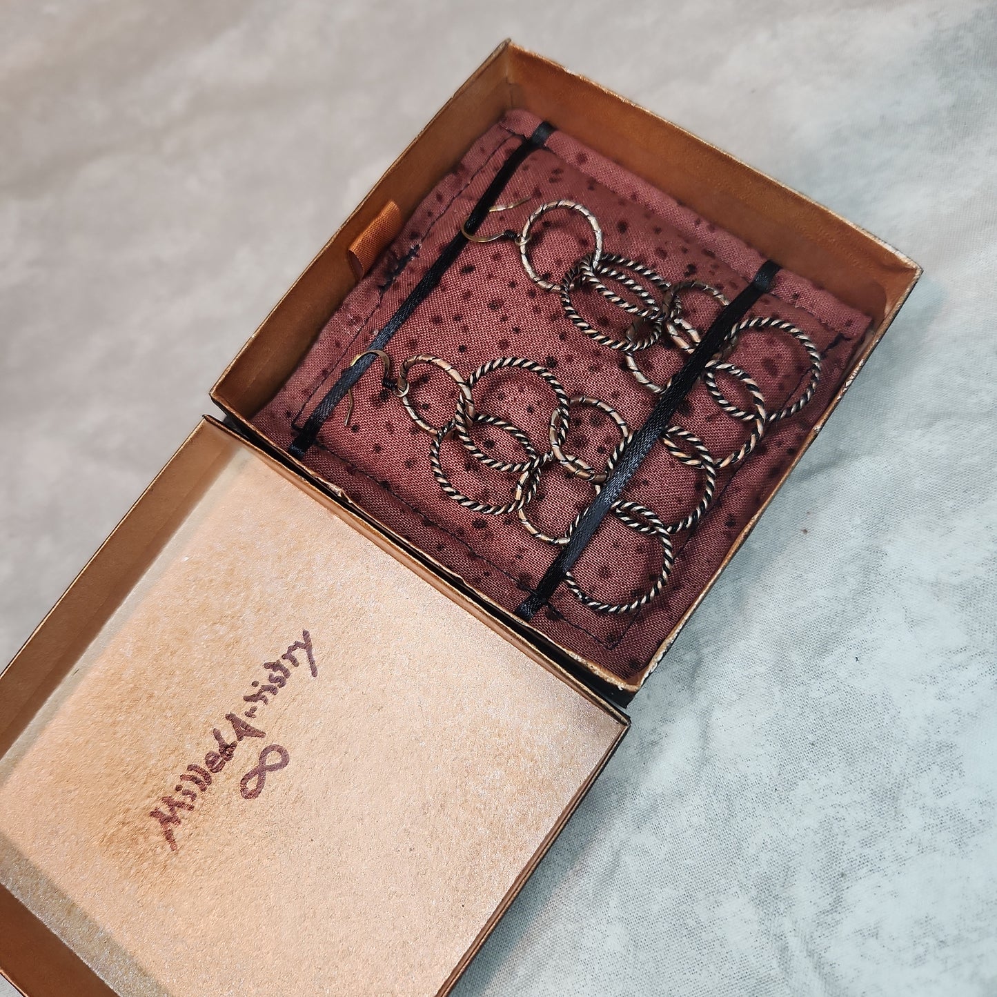 Chain Jewelry, Rustic Double Silver Copper Brushed Circle Chain Earrings (aka the Little Sister's)