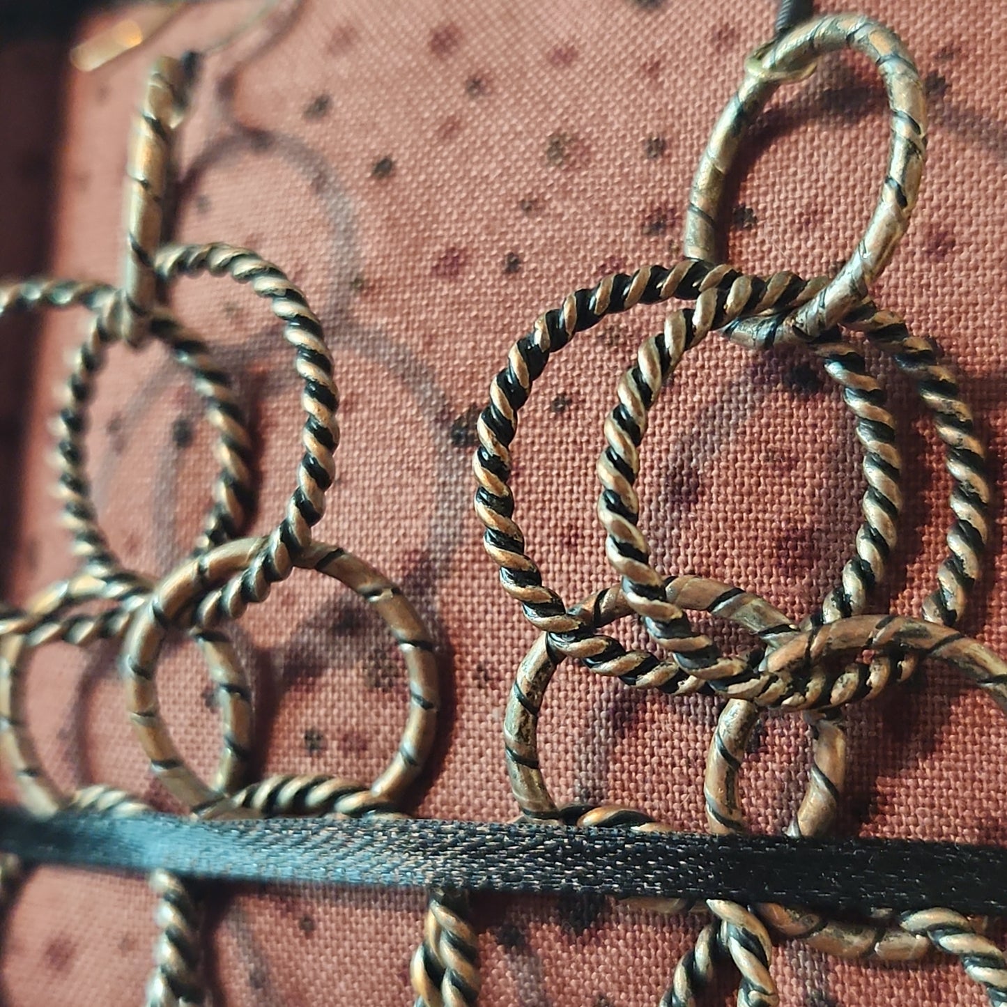 Chain Jewelry, Rustic Double Silver Copper Brushed Circle Chain Earrings (aka the Little Sister's)