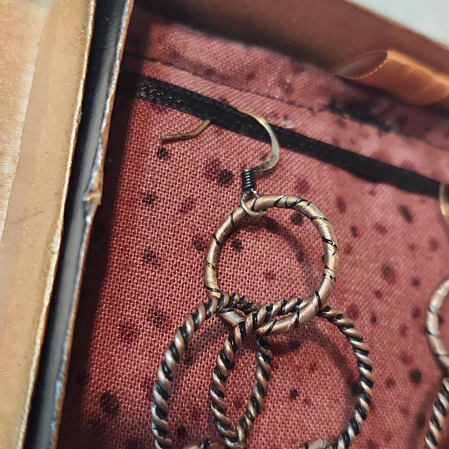 Chain Jewelry, Rustic Double Silver Copper Brushed Circle Chain Earrings (aka the Little Sister's)