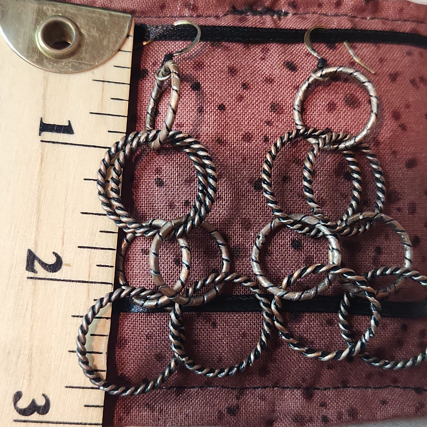 Chain Jewelry, Rustic Double Silver Copper Brushed Circle Chain Earrings (aka the Little Sister's)