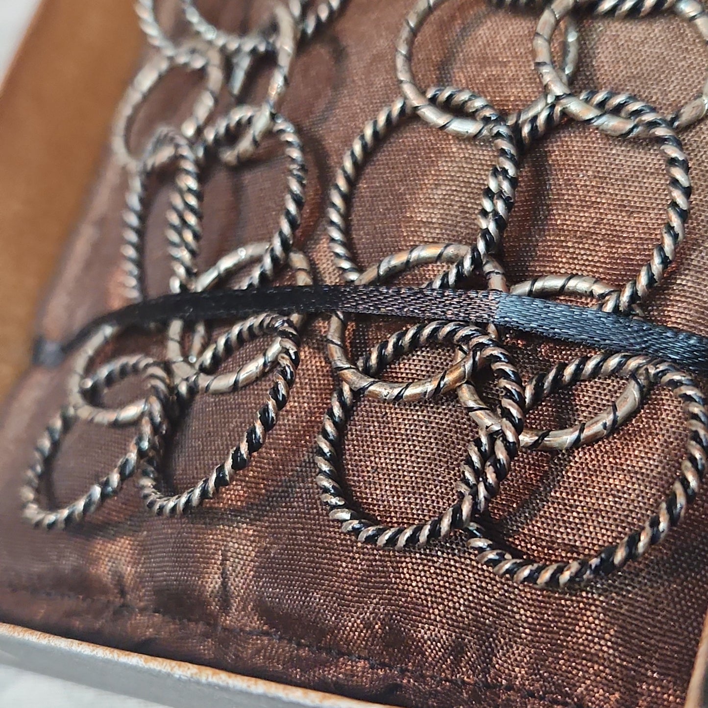 Chain Jewelry, Rustic Double Silver Copper Brushed Circle Chain Earrings (aka Big Sister's)