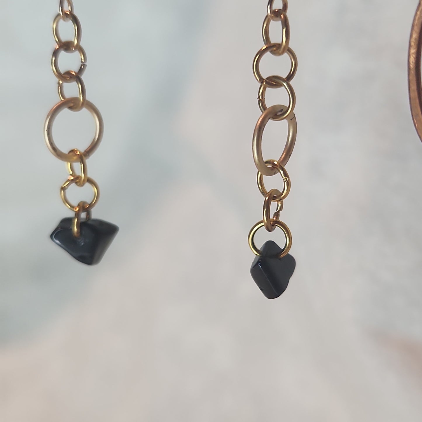 Sold--Beaded Gold Drop Blackstone Earrings