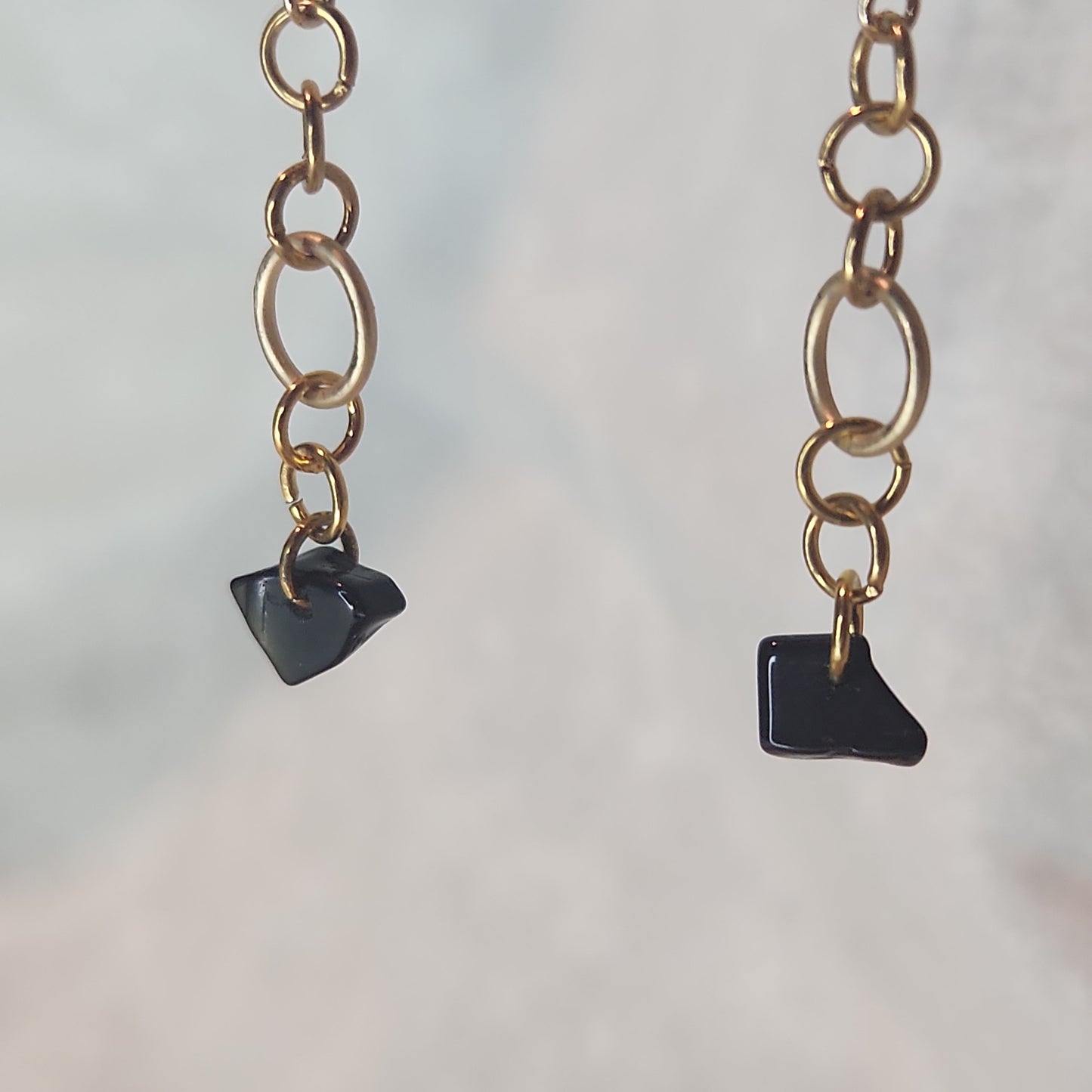 Sold--Beaded Gold Drop Blackstone Earrings