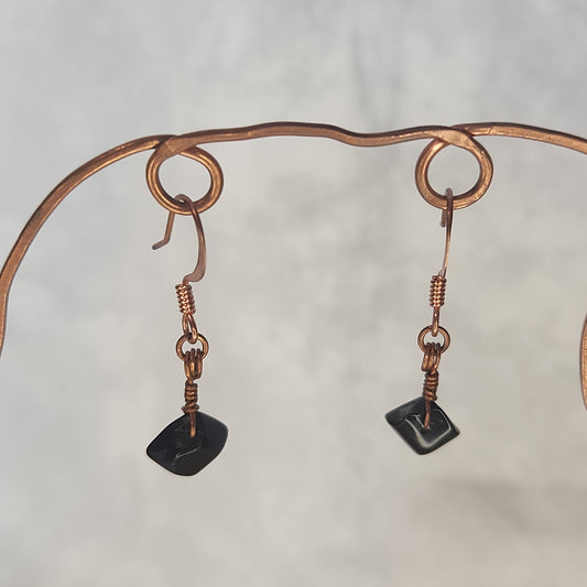 Beaded Copper Drop Blackstone Earrings