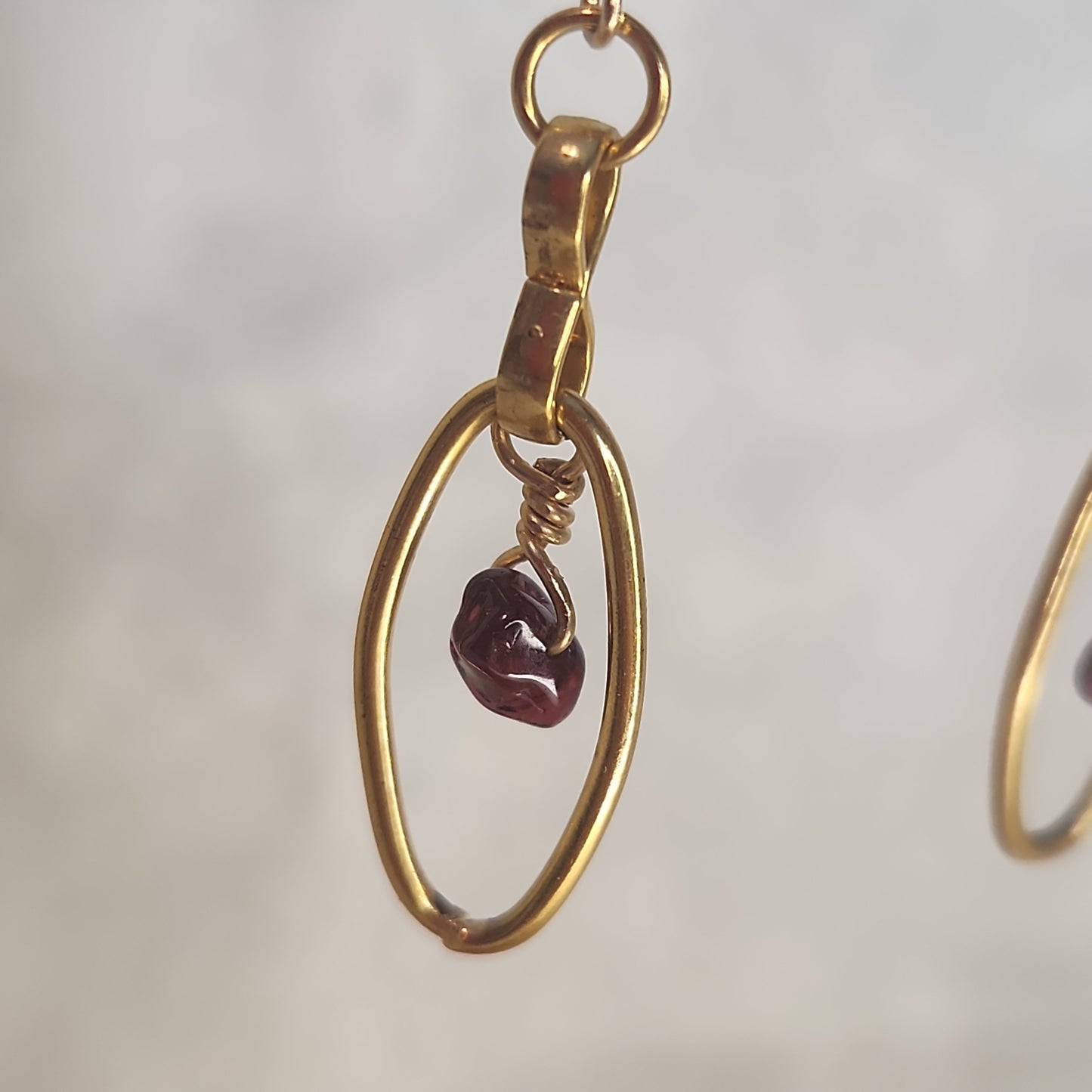 SOLD Beaded Red Garnet Fancy Gold Diamond Earrings, small drop