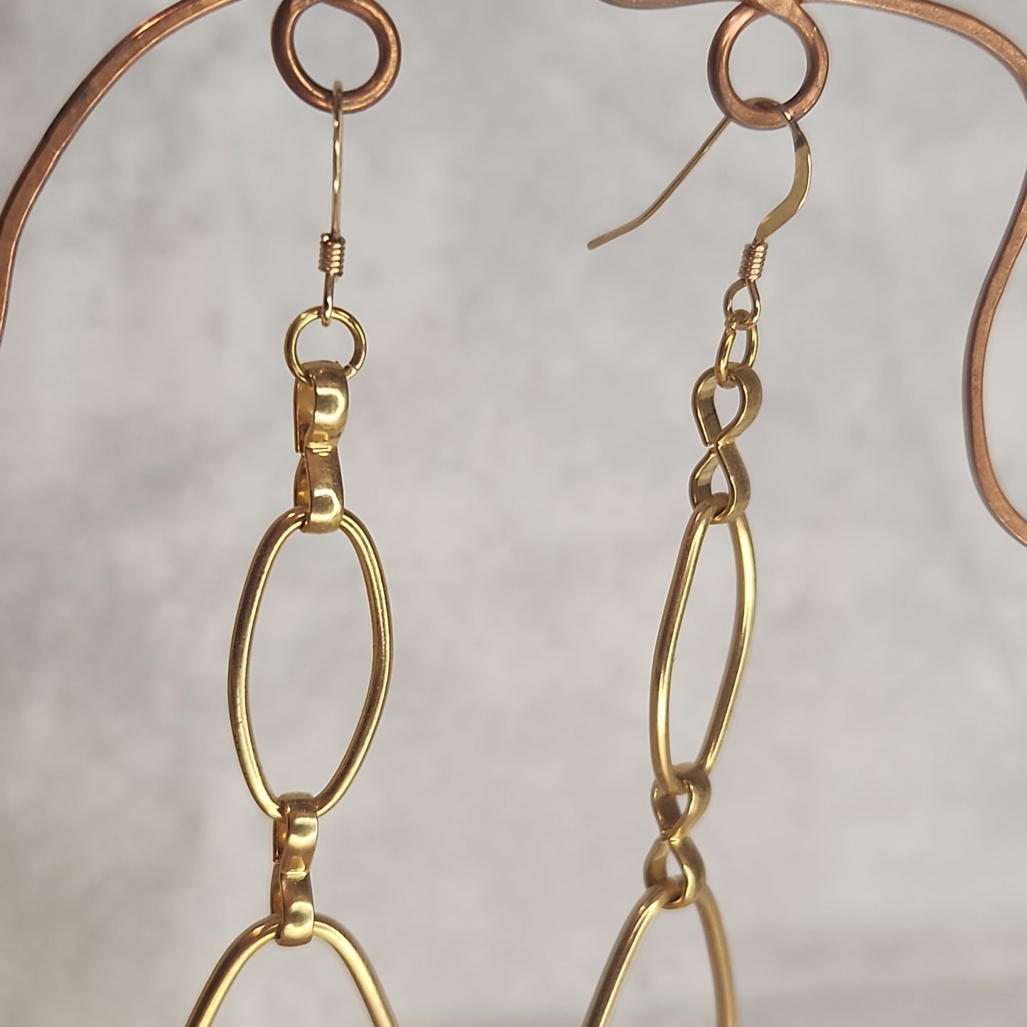 Fancy Gold Diamond Long Drop Earrings