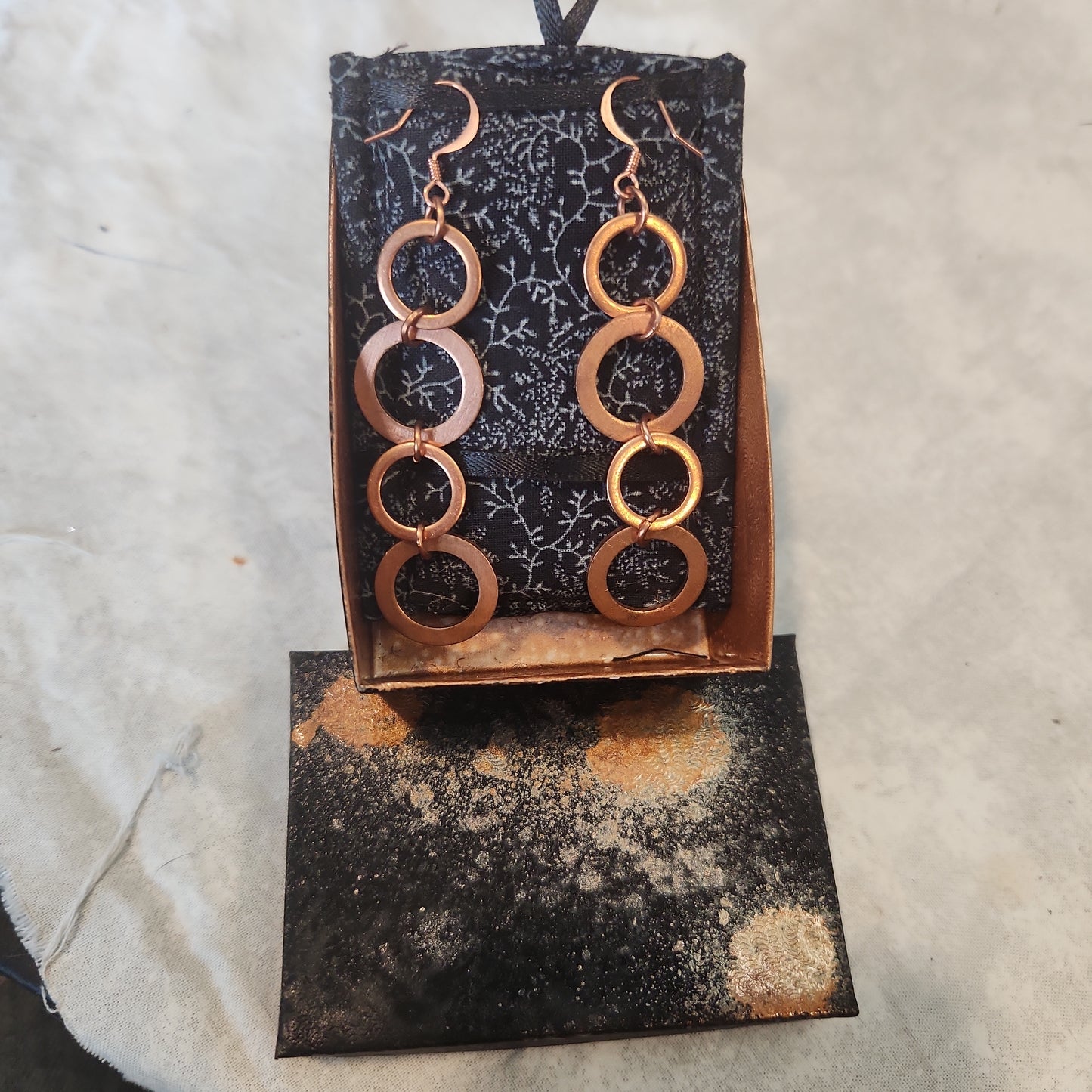 Copper Washer Rustic Drop Earrings