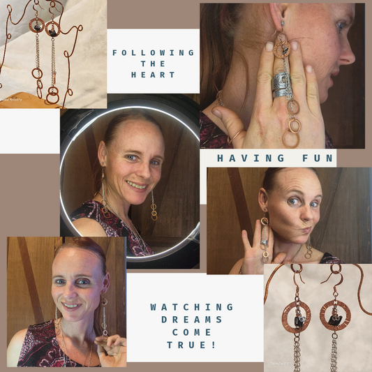 The Copper Silver Rogue Radiance, Get Your Sexy On Made to Order, Branded, Custom Beaded Copper Washer and Silver Tassel Earrings