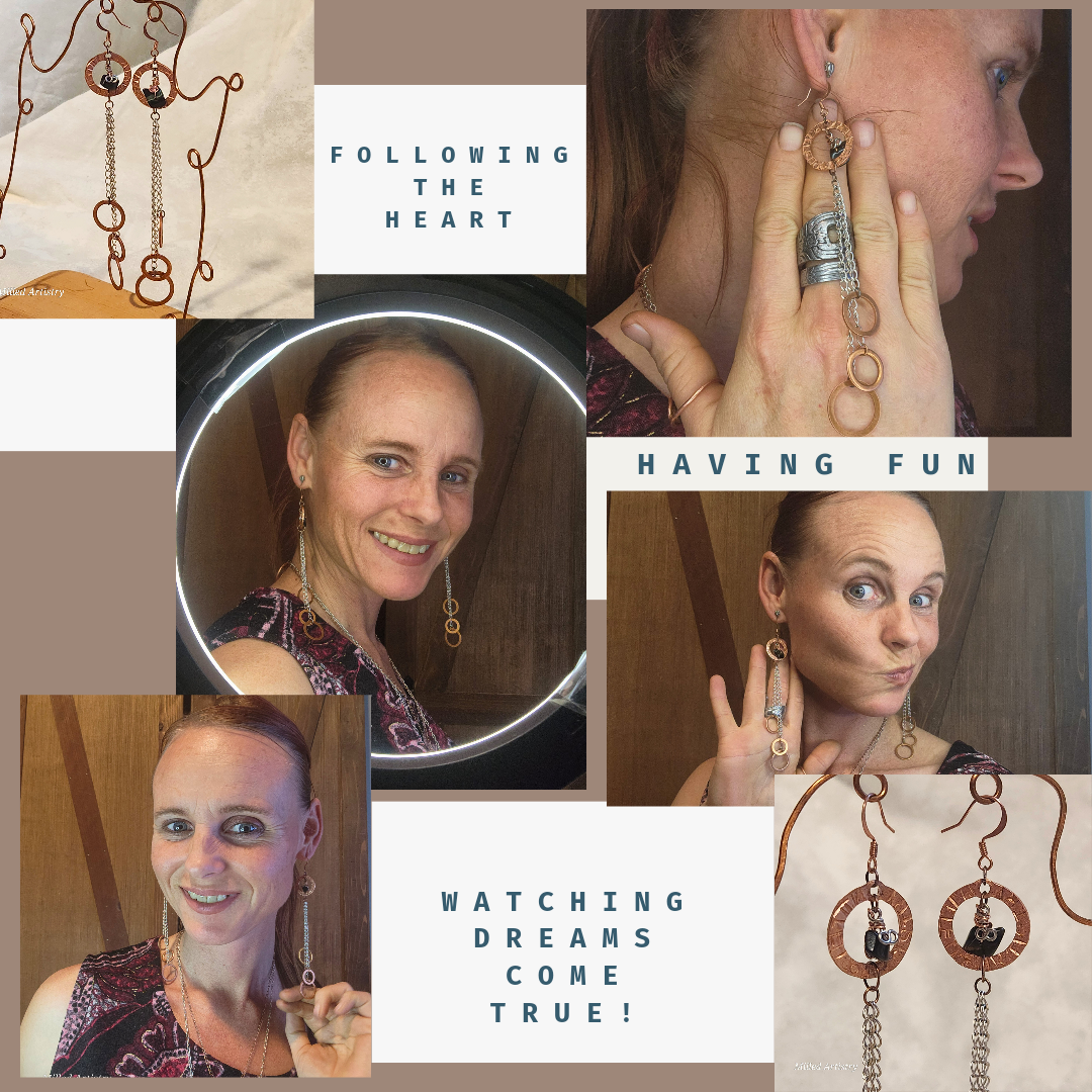 The Copper Silver Rogue Radiance, Get Your Sexy On Made to Order, Custom, Branded, Beaded Copper Washer and Silver Tassel Earrings