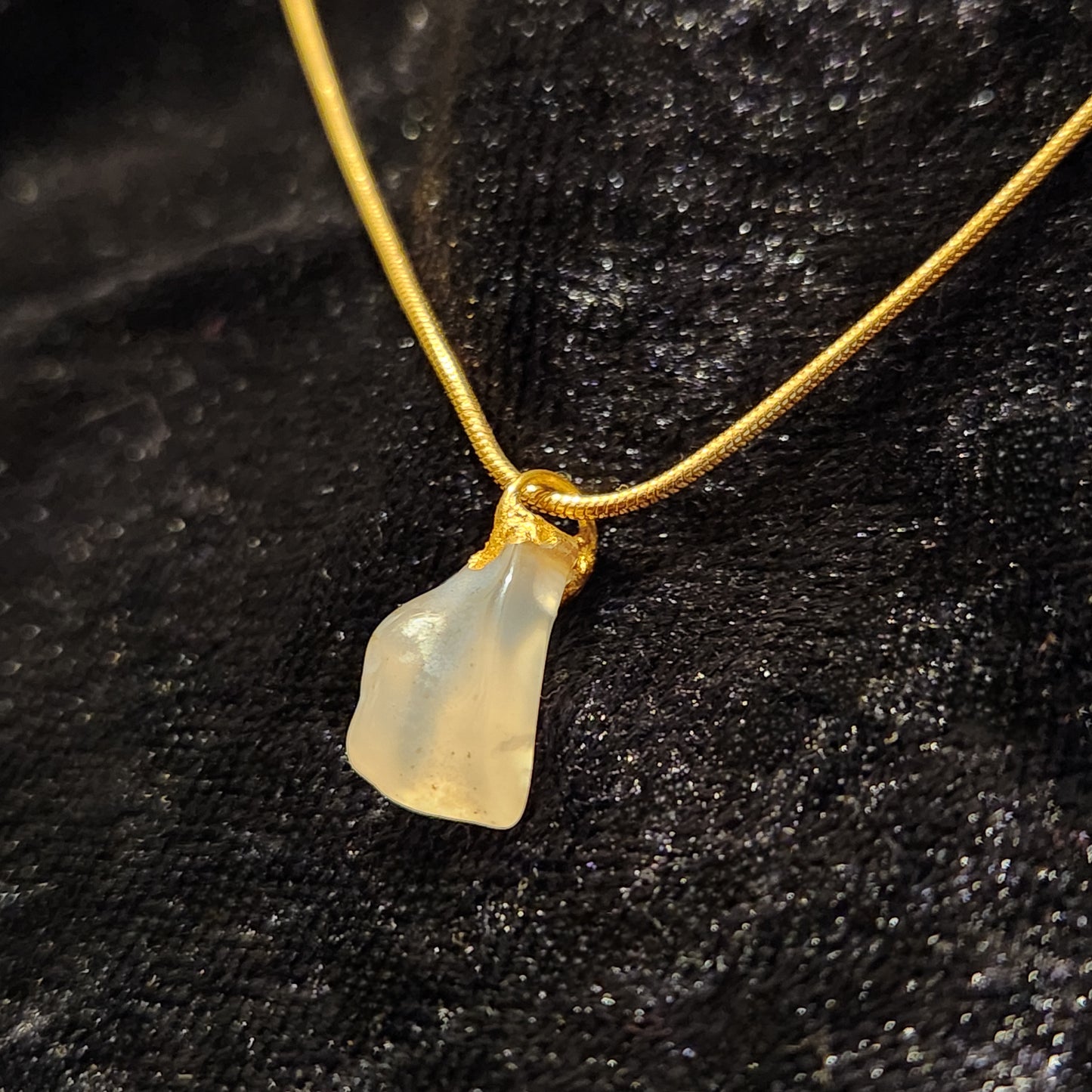 Chalcedony Agate Delicate Minimalist Gold Dipped Necklace