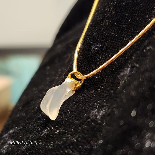 Chalcedony Agate Delicate Minimalist Gold Dipped Necklace