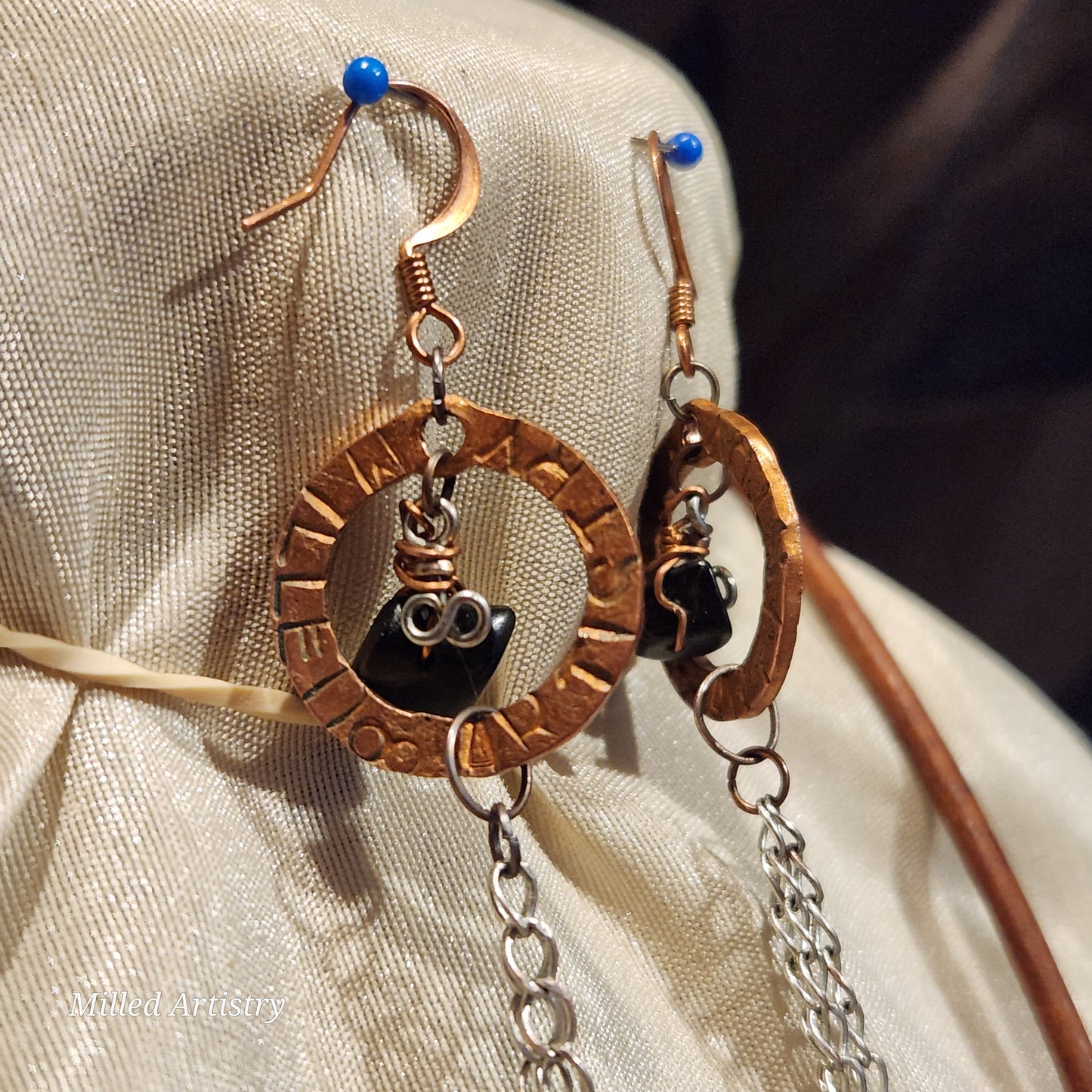 The Copper Silver Rogue Radiance, Get Your Sexy On Made to Order, Custom, Branded, Beaded Copper Washer and Silver Tassel Earrings