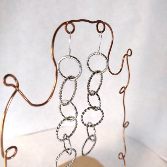 Sold Out Chain Jewelry, Fancy Drop Silver Circle Chandelier Earrings (aka big sister's)